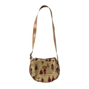 Gobelins Art Women's Embroidered French Court Purse Beige and Red Small